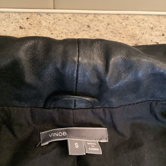 Vince Black Leather Jacket Size Small - Picture 9 of 16